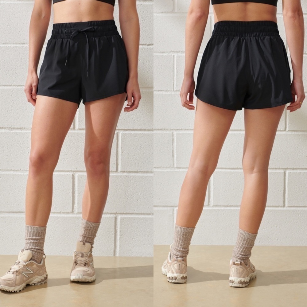 Abercrombie & Fitch Black Pintucked Loose Flowy Shorts XXS